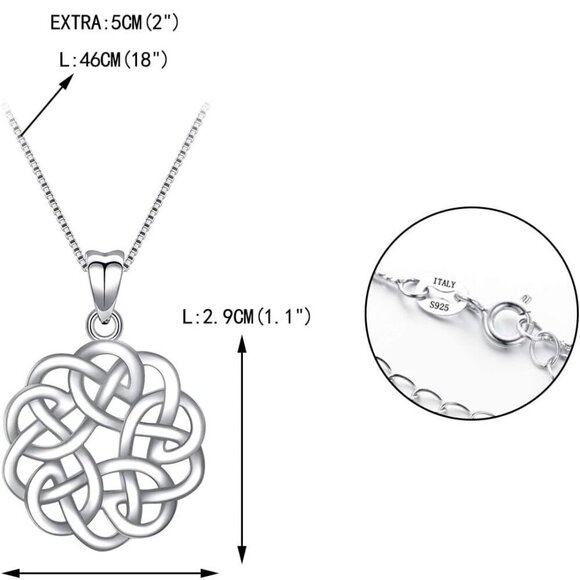 Sterling Silver Celtic Infinity Necklace 19.3in Gift for Women Boss Mom Friend - Picture 6 of 7